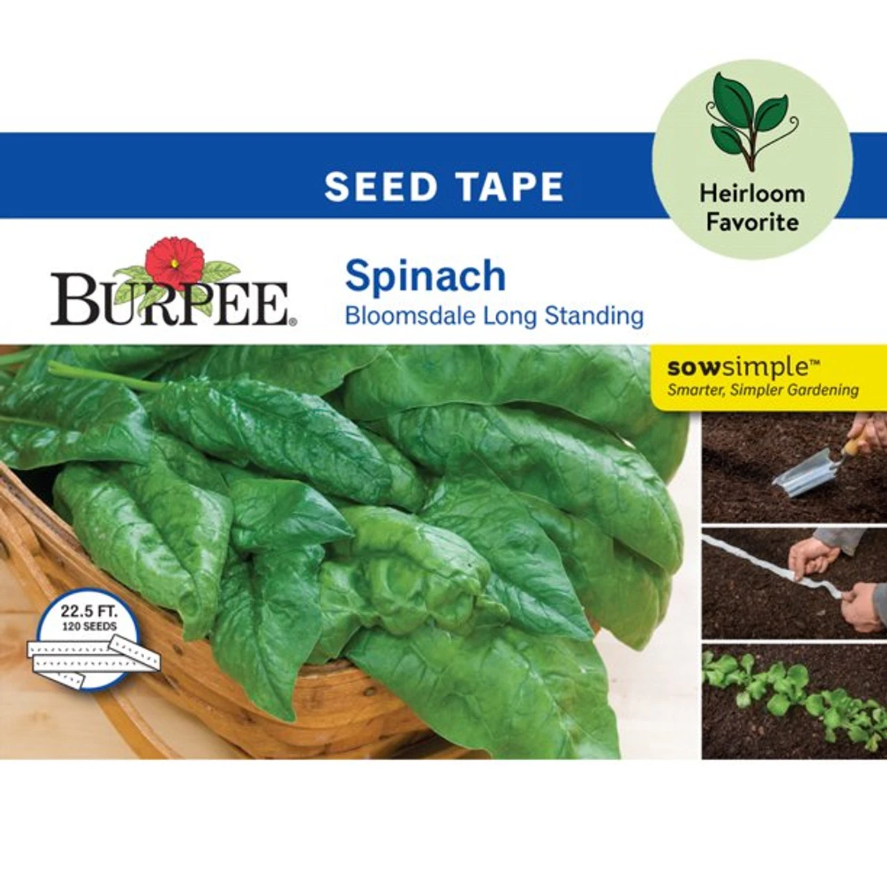 Burpee Bloomsdale Spinach Seed Tape, 22.5ft