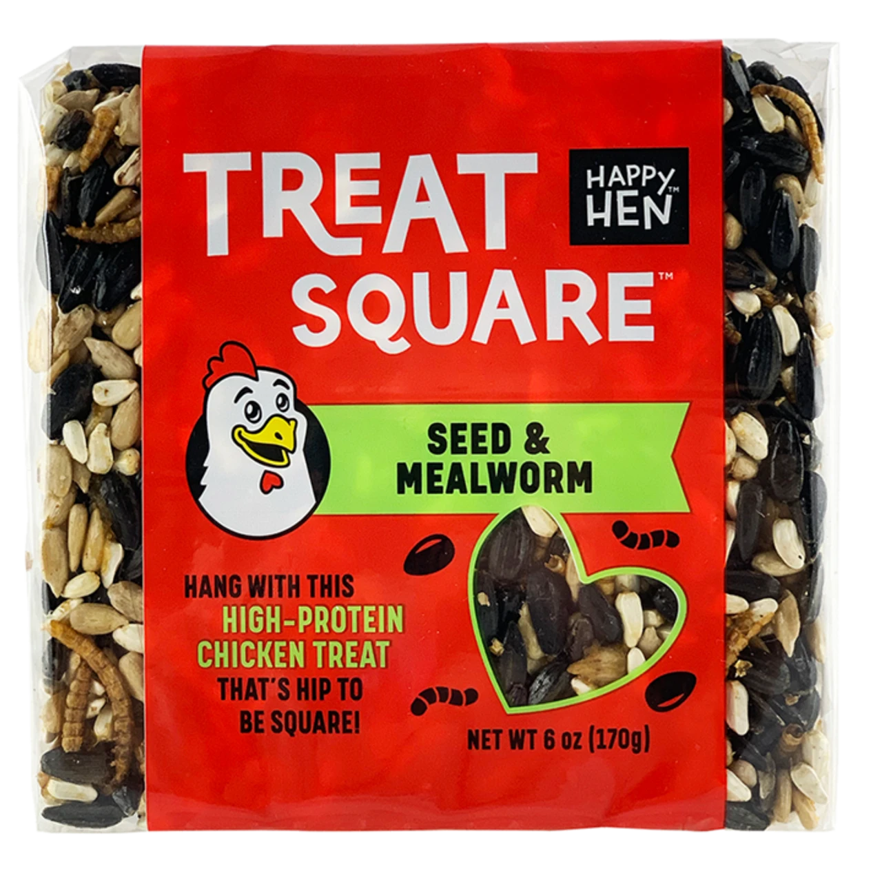 Happy Hen Treats, Square, Seeds And Mealworms, 6oz