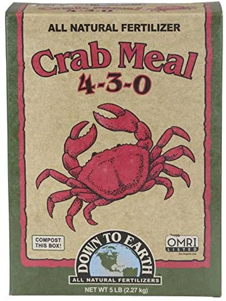 Down To Earth Crab Meal Fertilizer Mix 4-3-0, 5 Lb