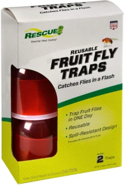 Rescue Reusable Fruit Fly Trap With Liquid Attractant, 2pk