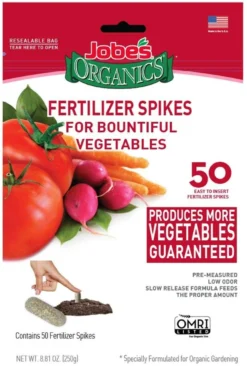 Jobe's Organics Vegetable & Tomato Fertilizer Spikes, 50 PC