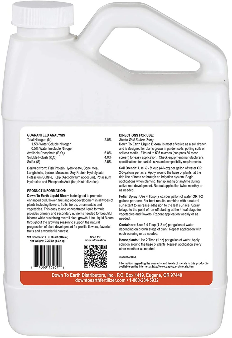 Down To Earth Liquid Bloom Fertilizer 2-6-4 - Billede 3
