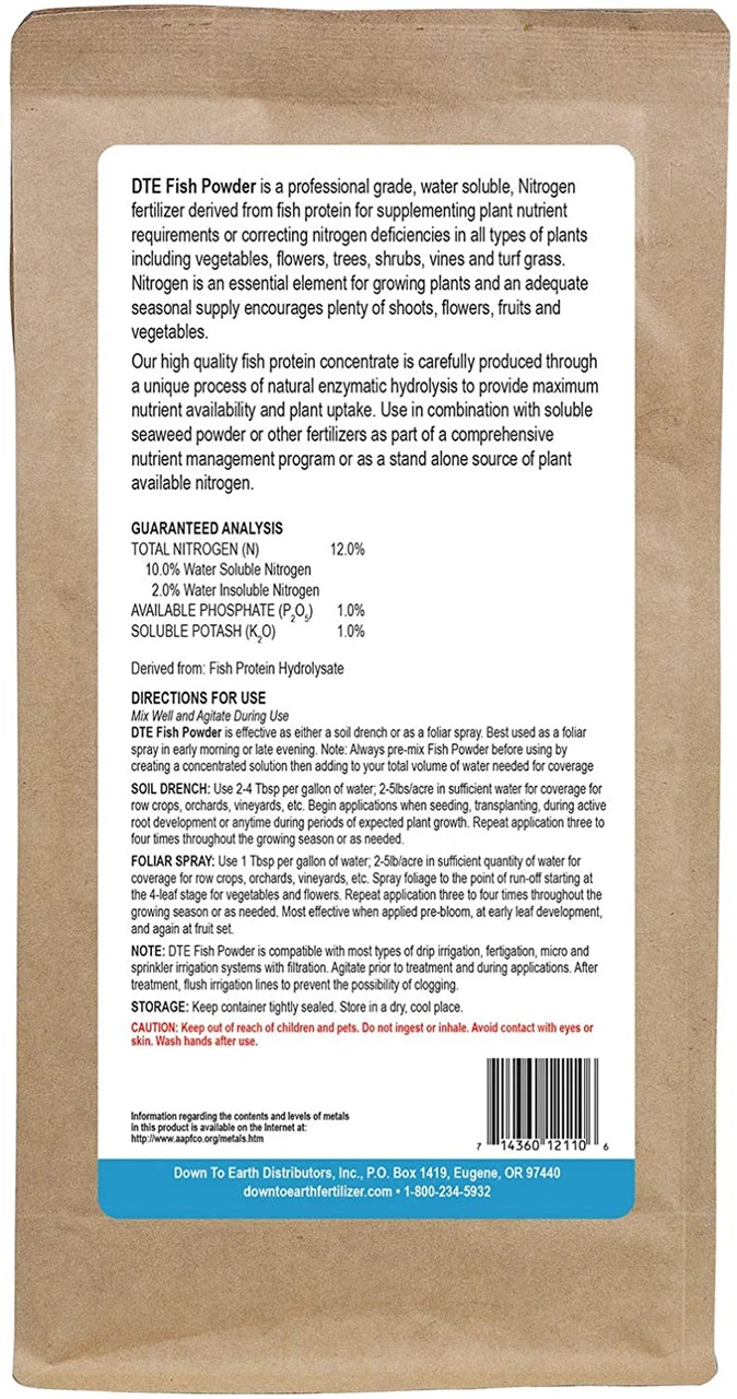Down To Earth Fish Powder 12-1-1, 1 Lb - Billede 2
