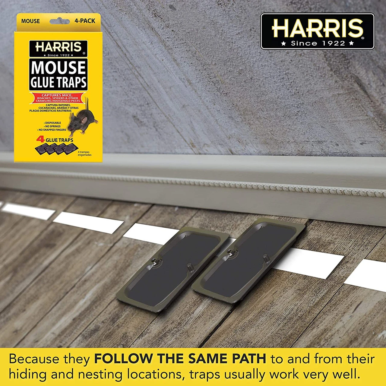Harris Pre-Baited Mouse Glue Traps, Non-Toxic And Fully Disposable, 4pk - Billede 5