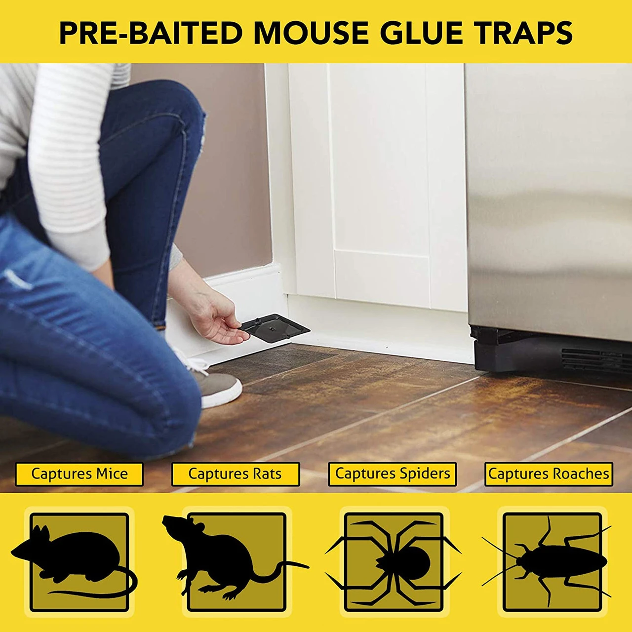 Harris Pre-Baited Mouse Glue Traps, Non-Toxic And Fully Disposable, 4pk - Billede 2