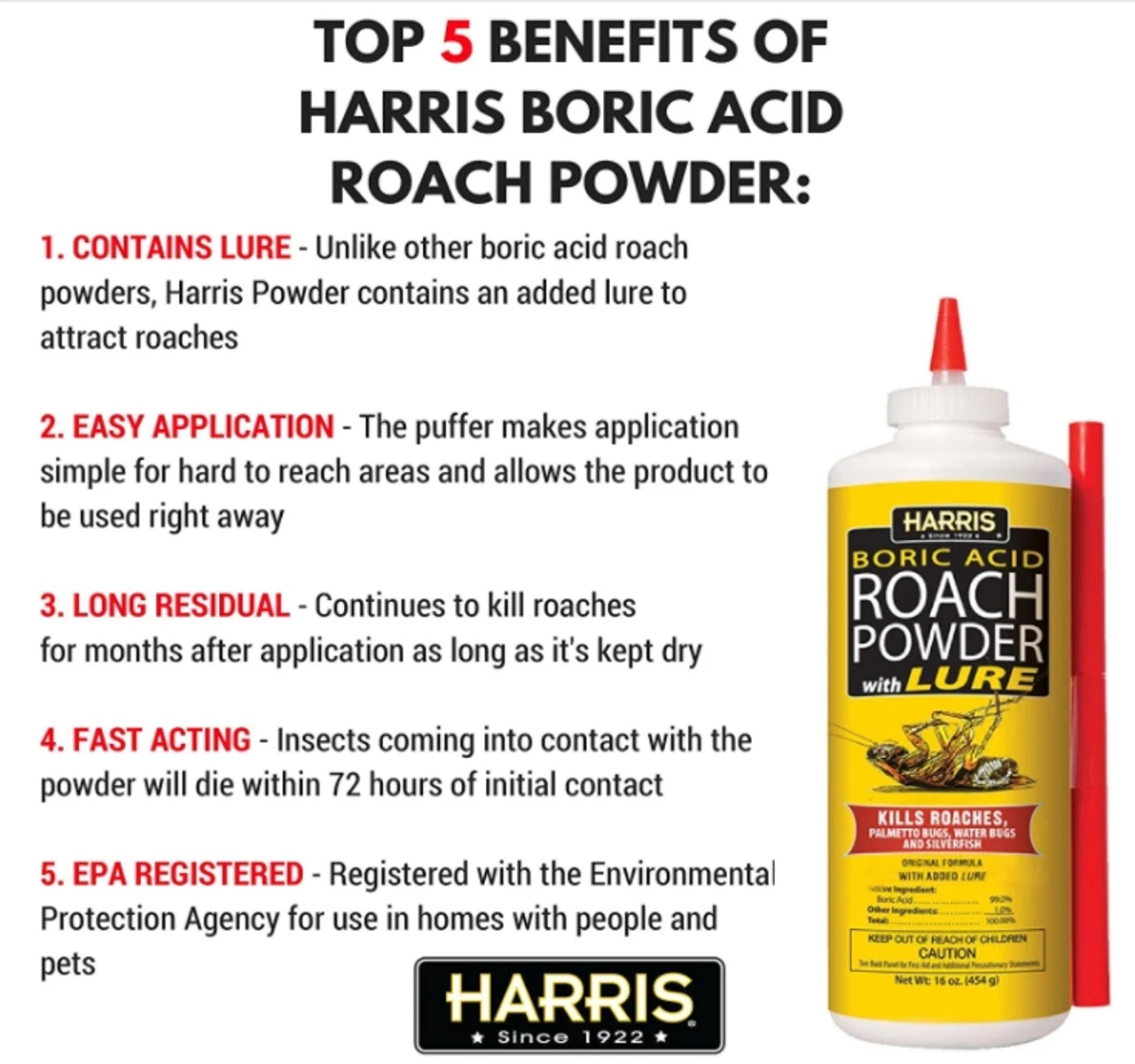 Harris Boric Acid 99% Powder, 16oz - Billede 3