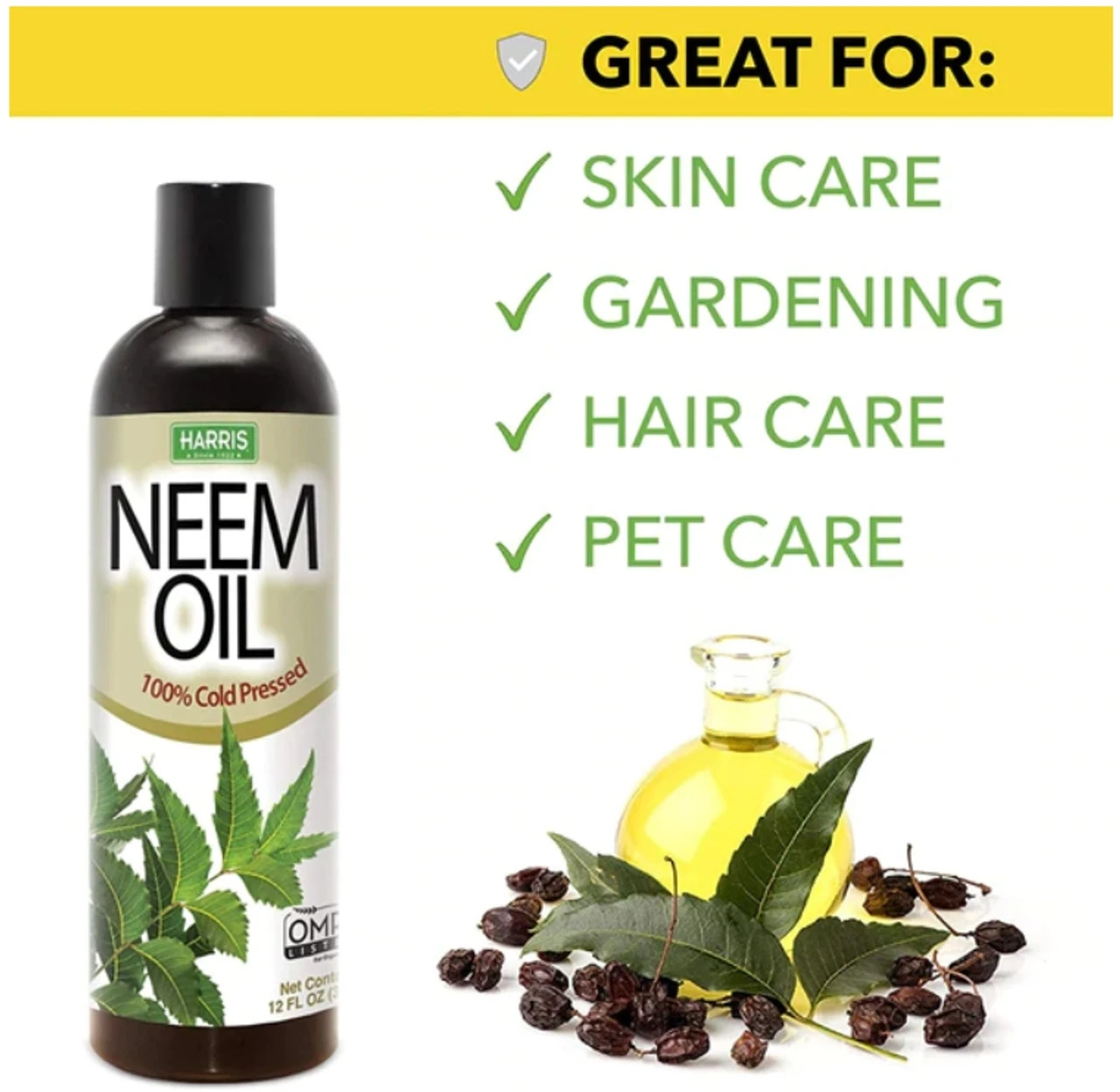 Harris Cold Pressed Neem Oil Concentrate, 12z - Billede 2