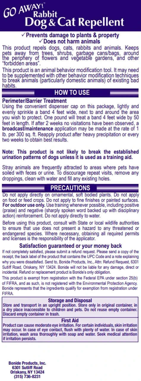 Bonide Go Away Rabbit, Dog & Cat Repellent Granules - Billede 3